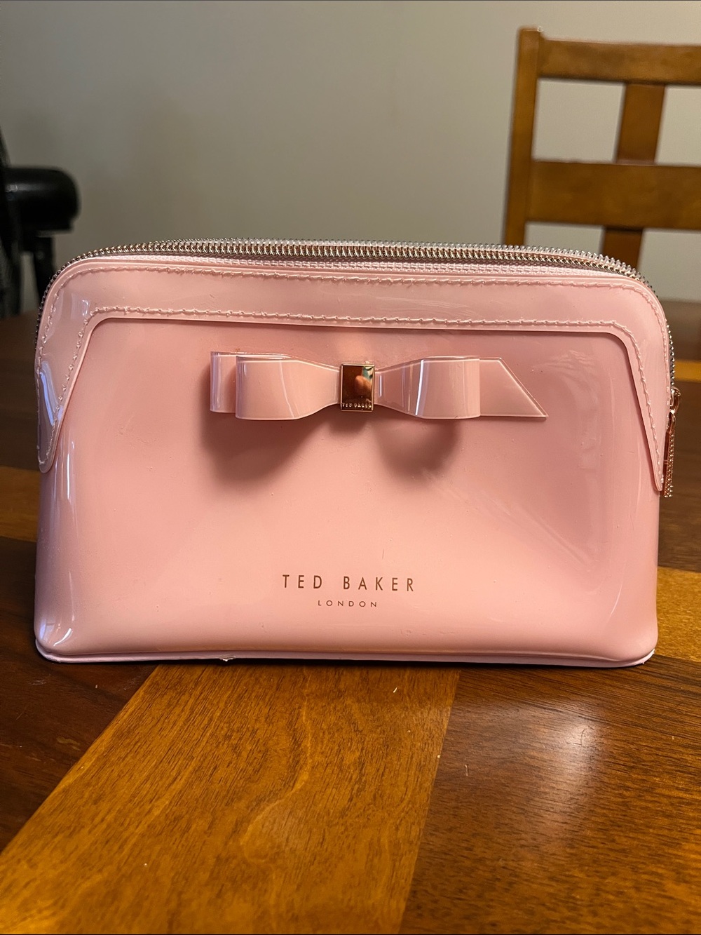 Ted Baker Blush Pink Patent Bow Makeup Pouch